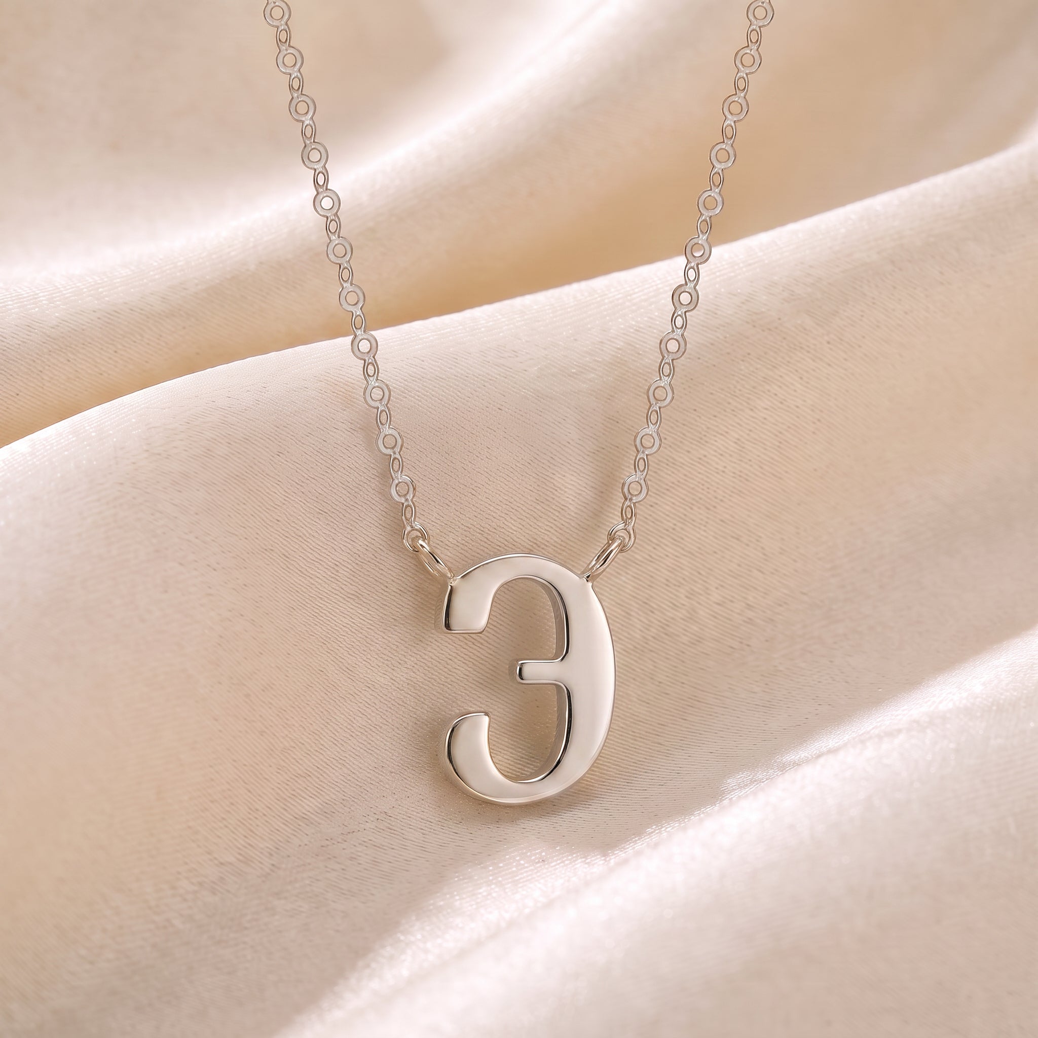Glagolitic letter E (Jest) pendant necklace in 9ct white gold on silk