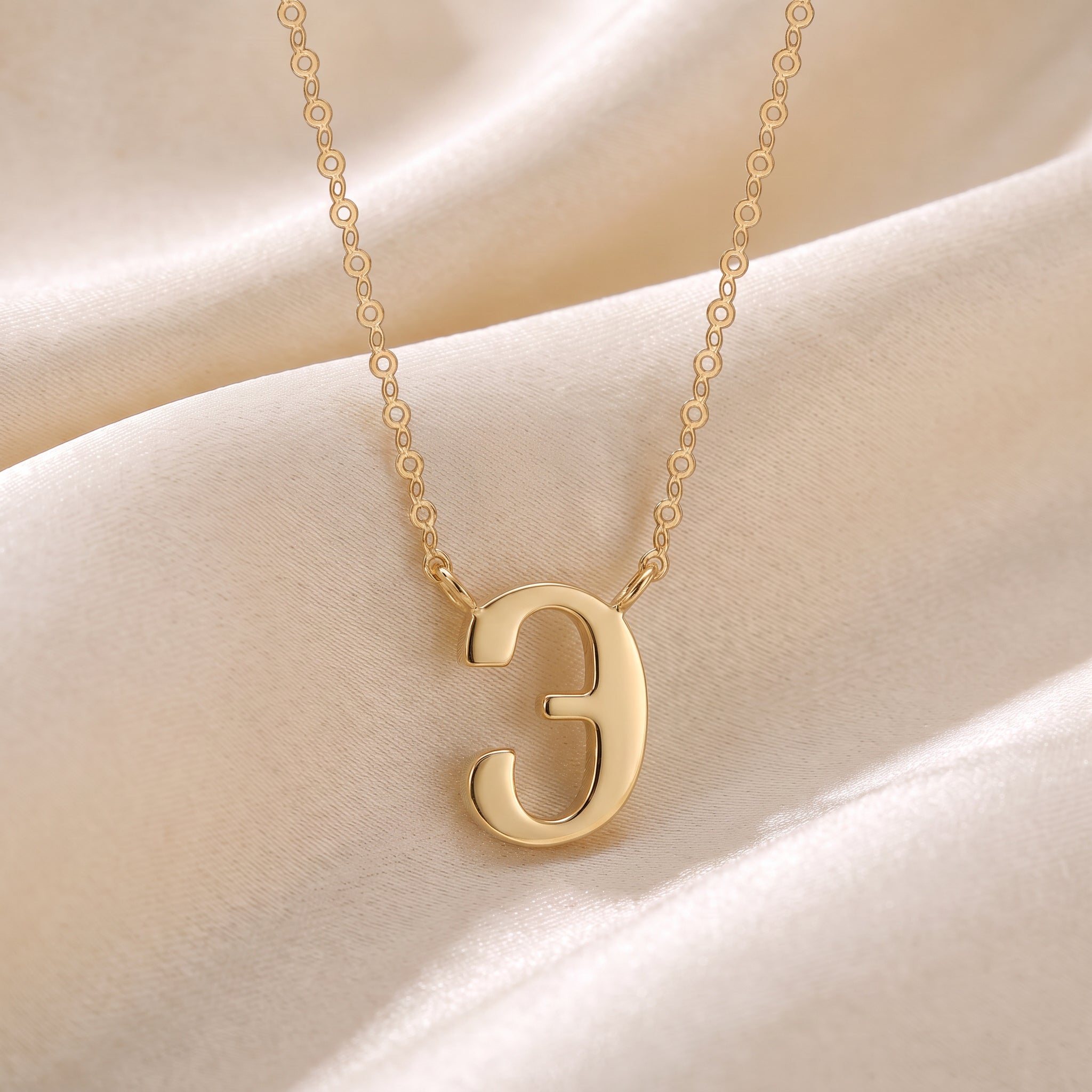Glagolitic letter E (Jest) pendant necklace in 9ct yellow gold on silk