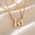 Glagolitic letter H (Hjer) pendant necklace in 9ct yellow gold on silk
