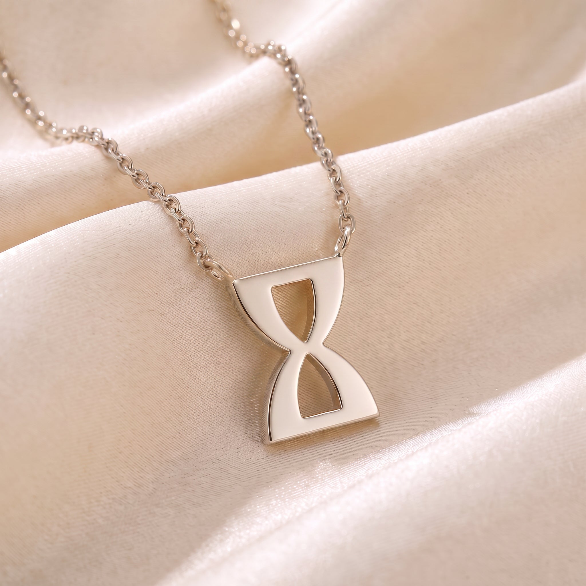 Glagolitic letter I (Iže) pendant necklace in 9ct white gold on silk