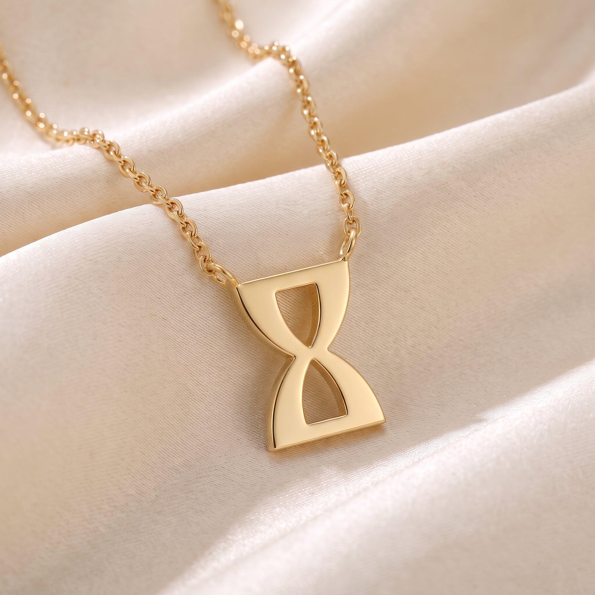 Glagolitic letter I (Iže) pendant necklace in 9ct yellow gold on silk