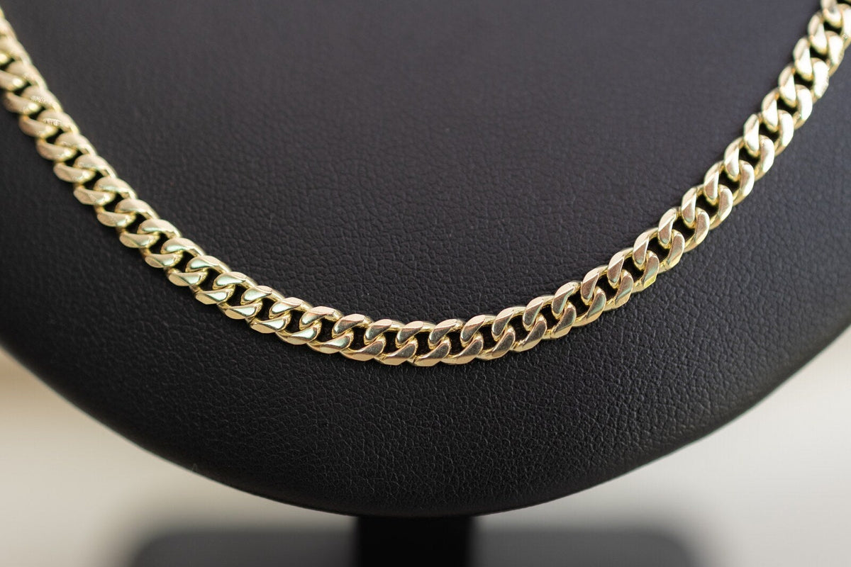Handmade 4.4mm Cuban link chain in solid 9ct yellow gold