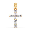 Lab-grown diamond cross pendant in yellow gold, straight-on front view