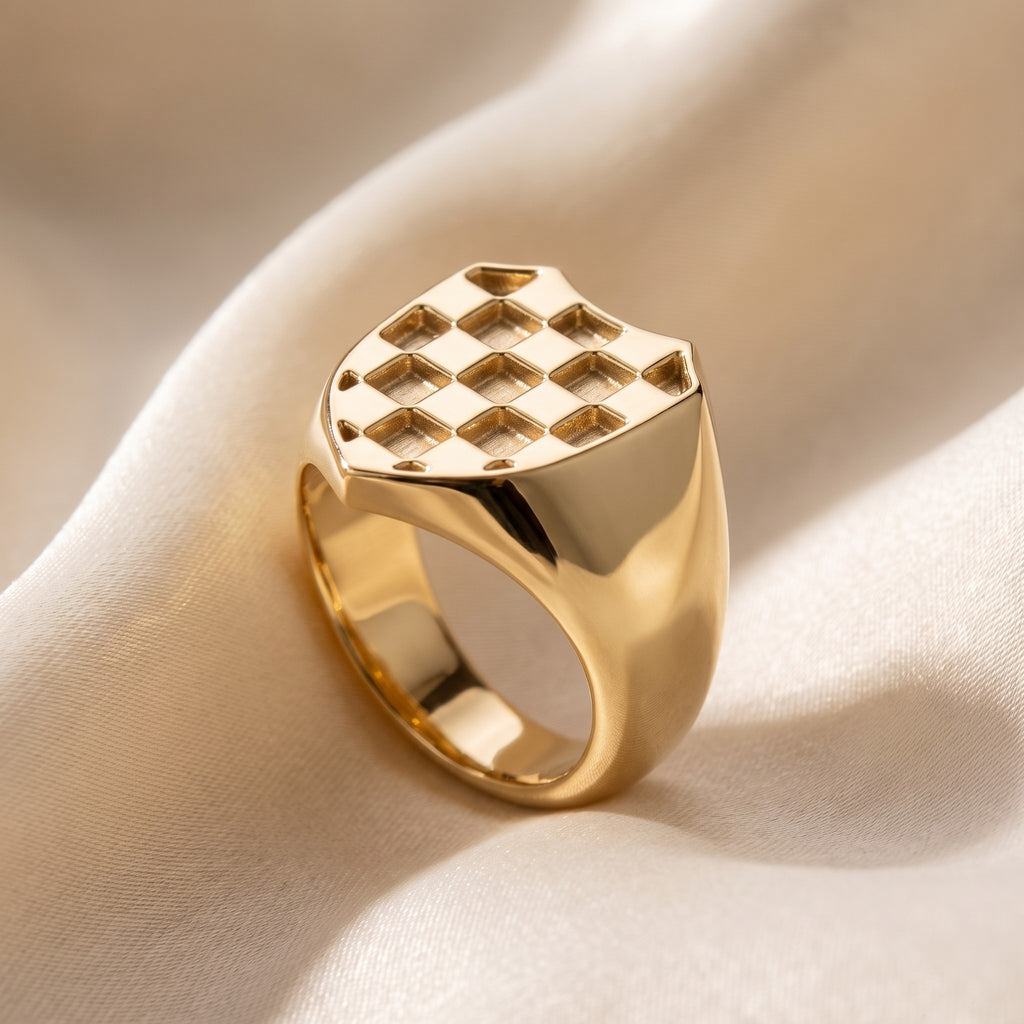 Men's Gold Signet GRB ring - luxury lifestyle image