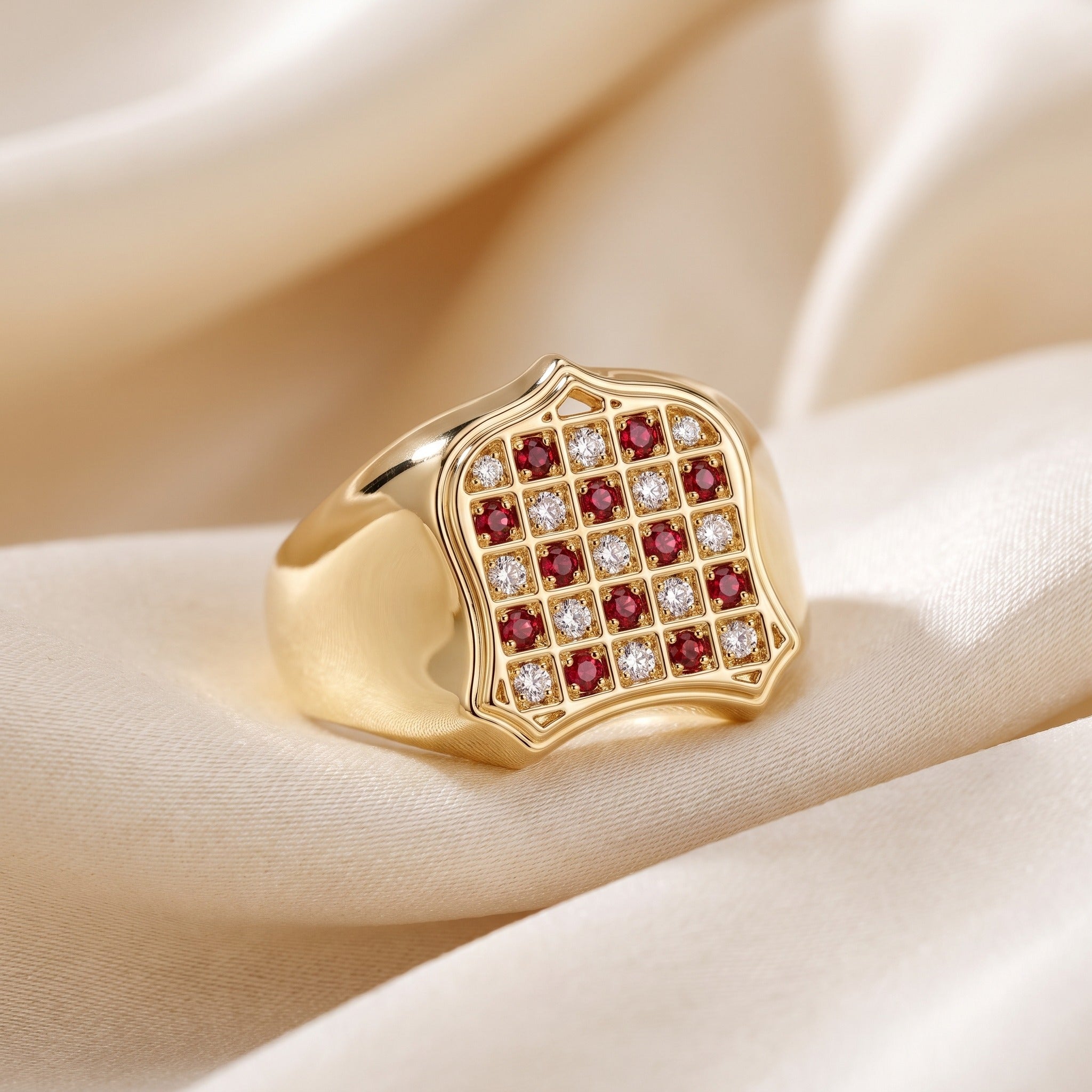Men's smooth edged GRB ring - luxury lifestyle image