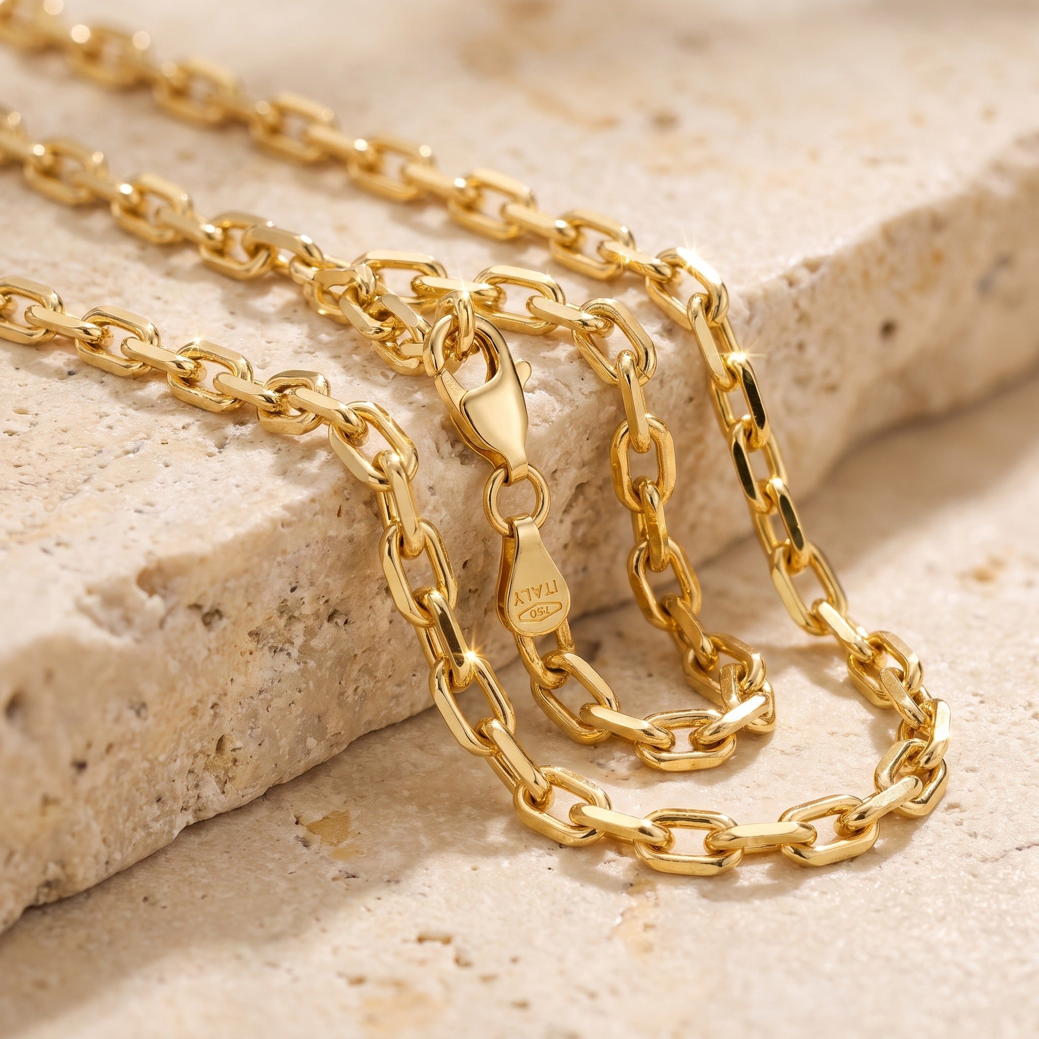 Diamond Cut Anchor Chain 3.02mm - Yellow Gold - luxury lifestyle image