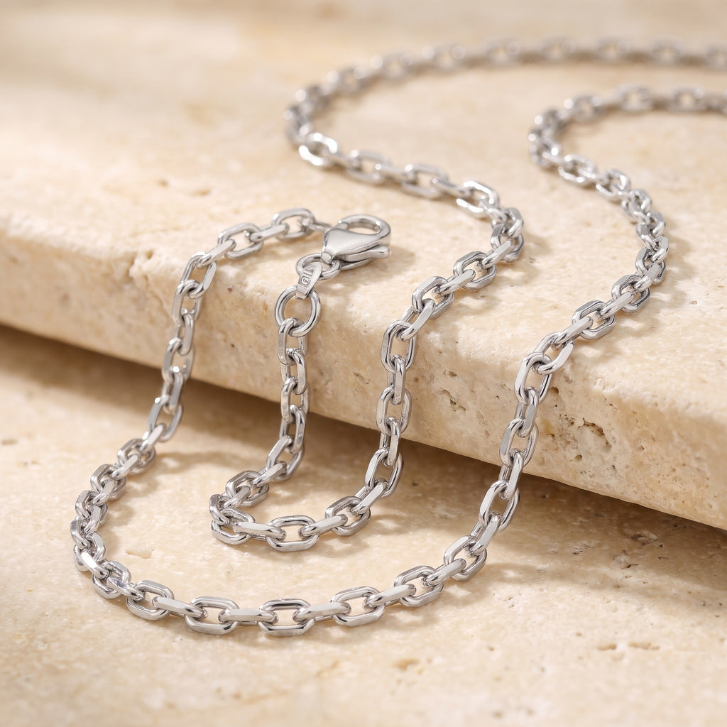 Diamond Cut Anchor Chain 2.20mm - White Gold - luxury lifestyle image