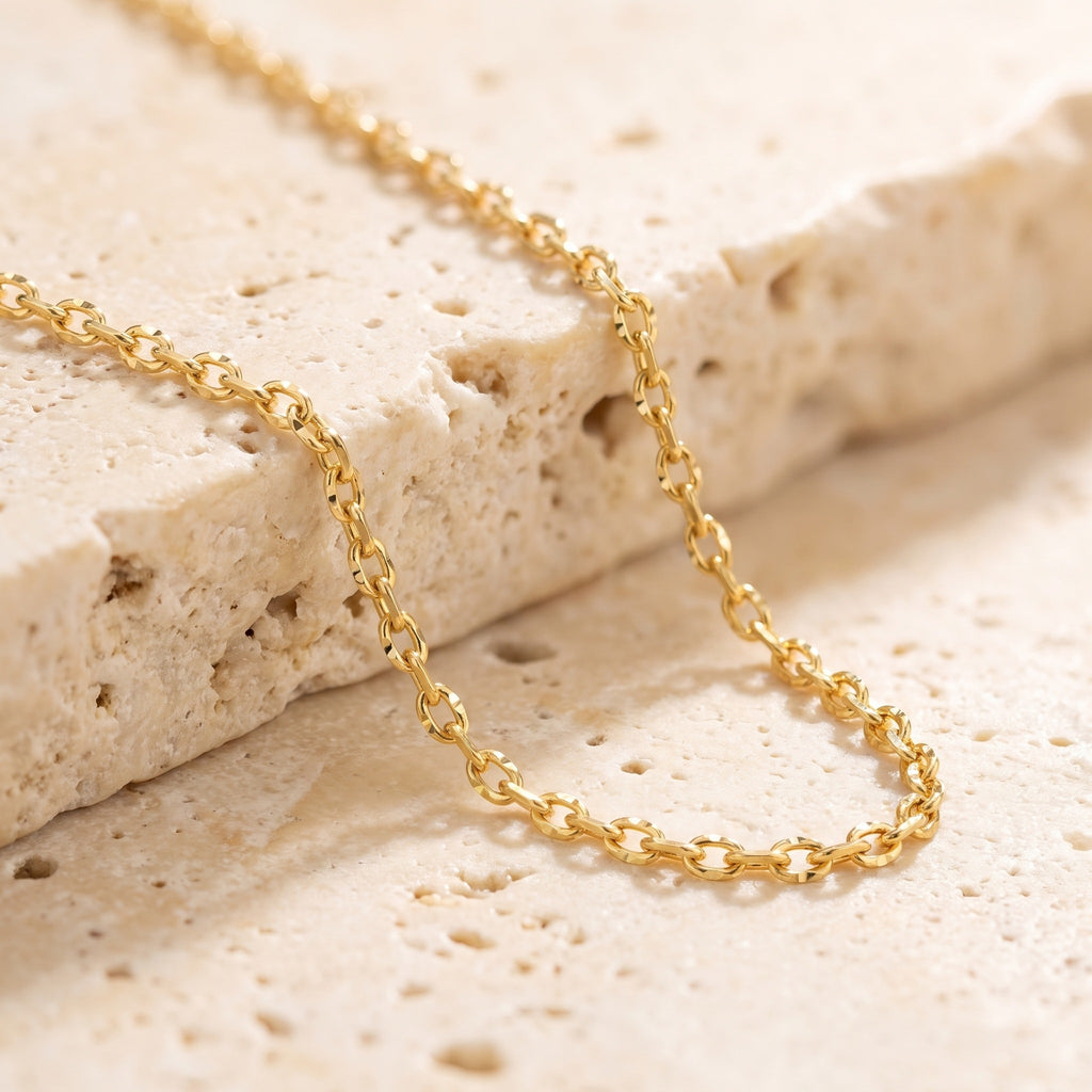Diamond Cut Anchor Chain 1.54mm - Yellow Gold - luxury lifestyle image