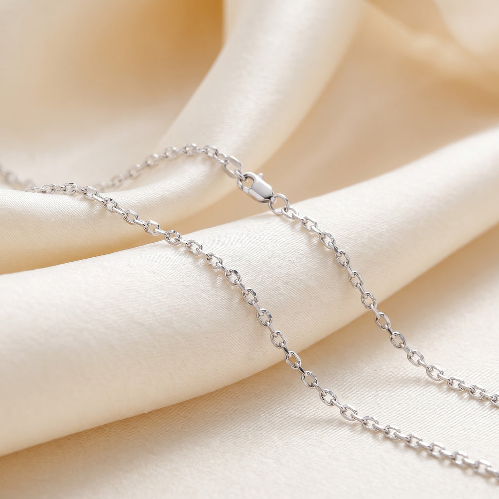 Diamond Cut Anchor Chain 1.54mm - White Gold - luxury lifestyle image