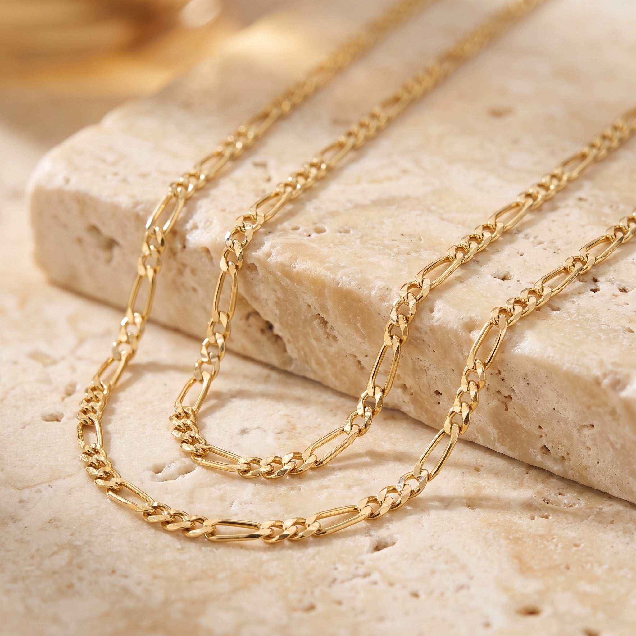 Diamond Cut Figaro Chain 1.92mm - Yellow Gold - luxury lifestyle image