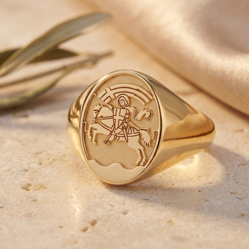 (ZADAR) 9ct Yellow Gold Signet ring - luxury lifestyle image