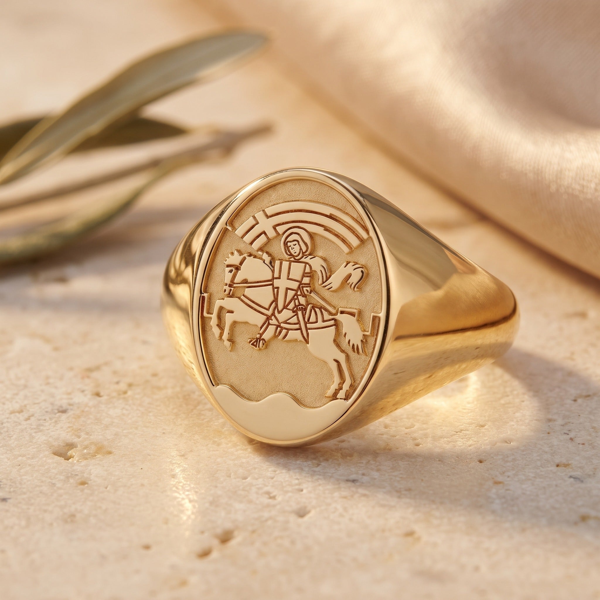 (ZADAR) 9ct Yellow Gold Signet ring - luxury lifestyle image