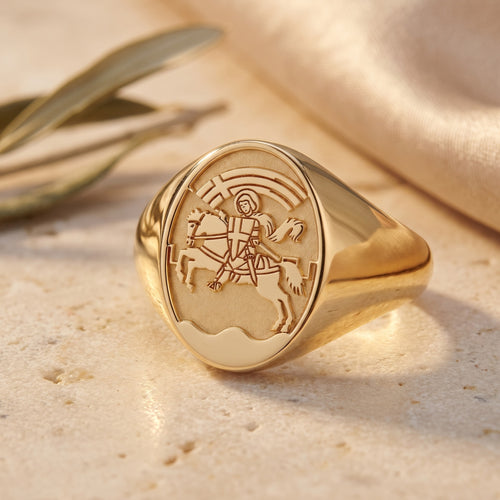 (ZADAR) 9ct Yellow Gold Signet ring - luxury lifestyle image