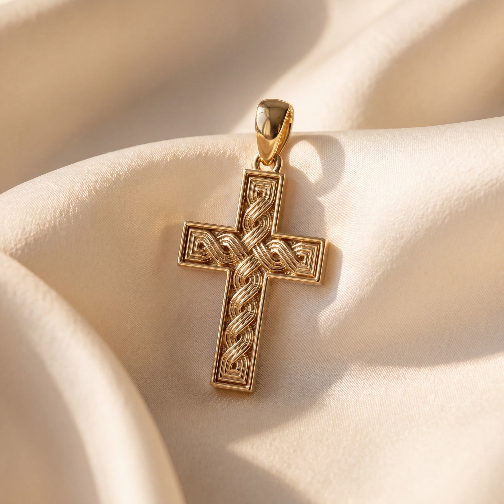 9ct Pleter Gold Cross - luxury campaign image