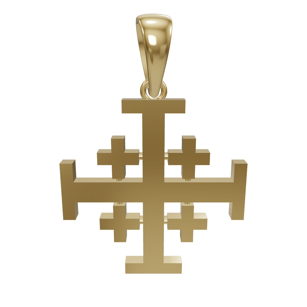 Interactive 3D model of the Gold Jerusalem Cross, shown in 9ct yellow gold