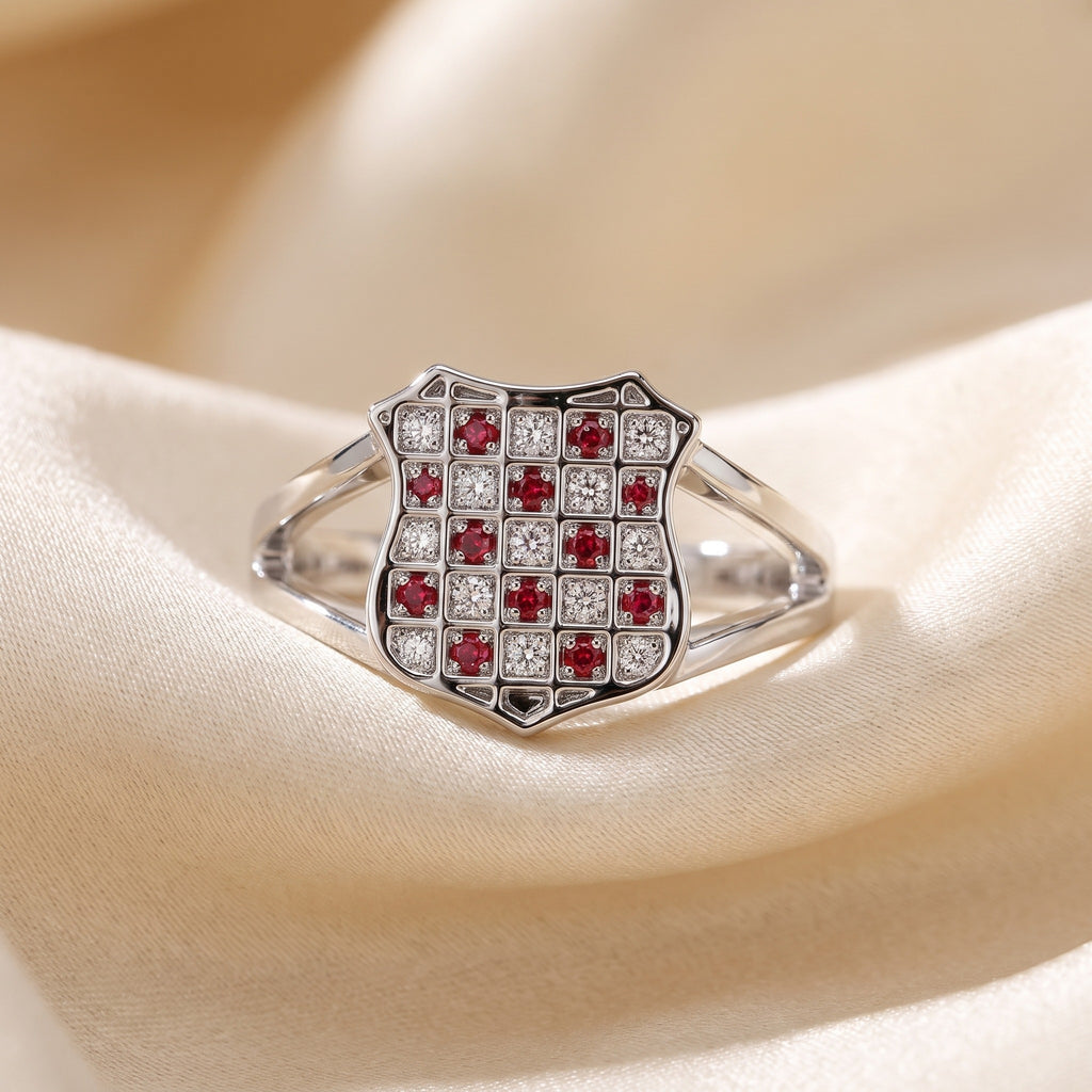 Silver GRB Diamond & Ruby ring - luxury lifestyle image