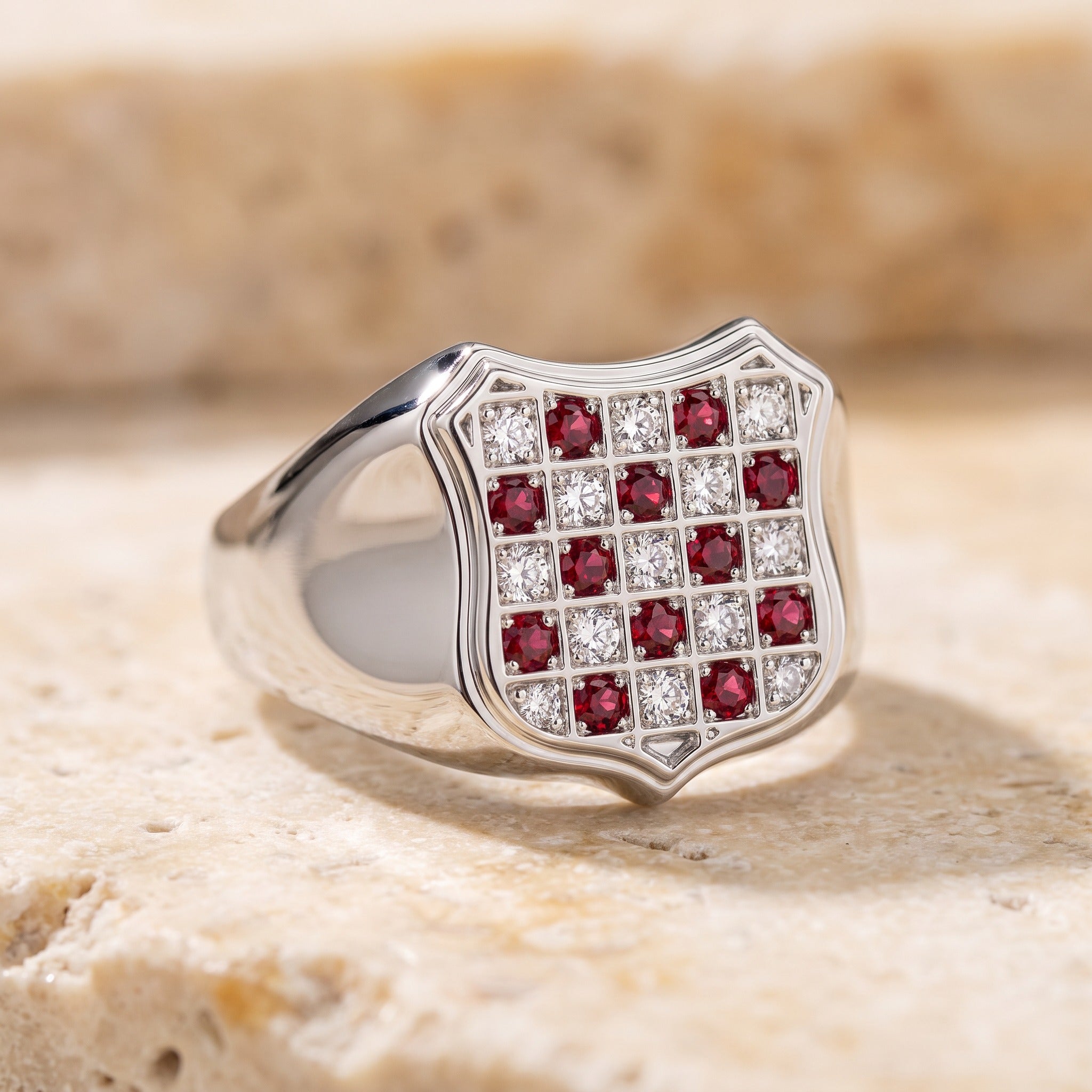 White Gold smooth edged GRB Ring - luxury lifestyle image