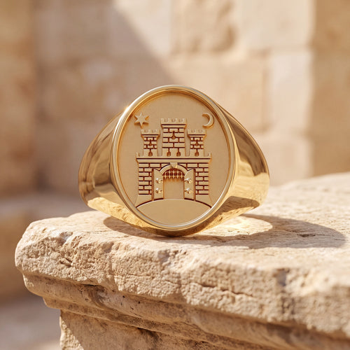 Zagreb 9ct Yellow Gold Signet Ring - luxury campaign image